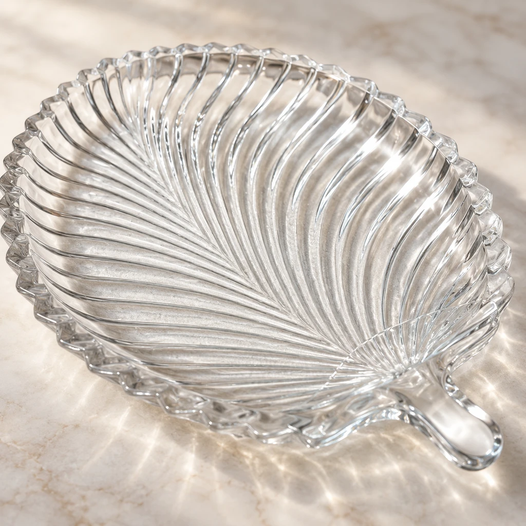 Premium Leaf-Shape Glass Serving Platter - view 5
